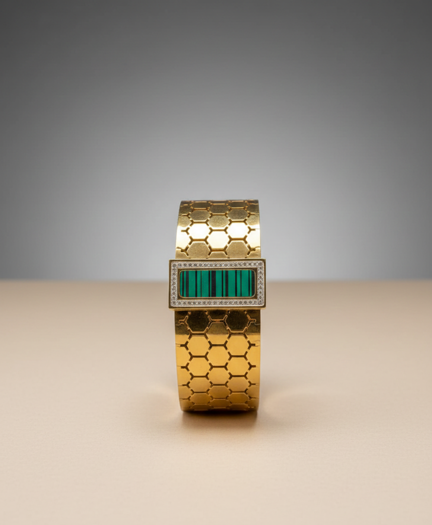 Honeycomb Malachite Steel Cuff
