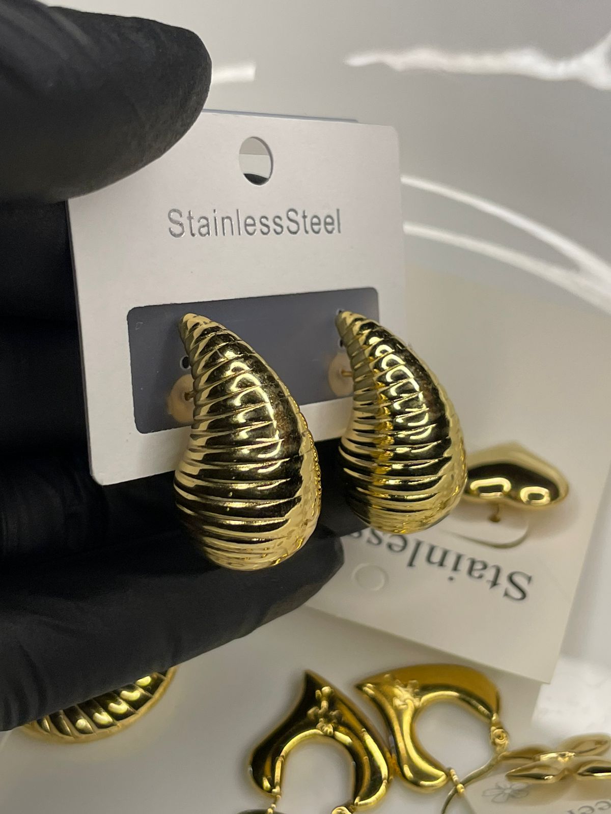 Golden Ripple Drop Earrings