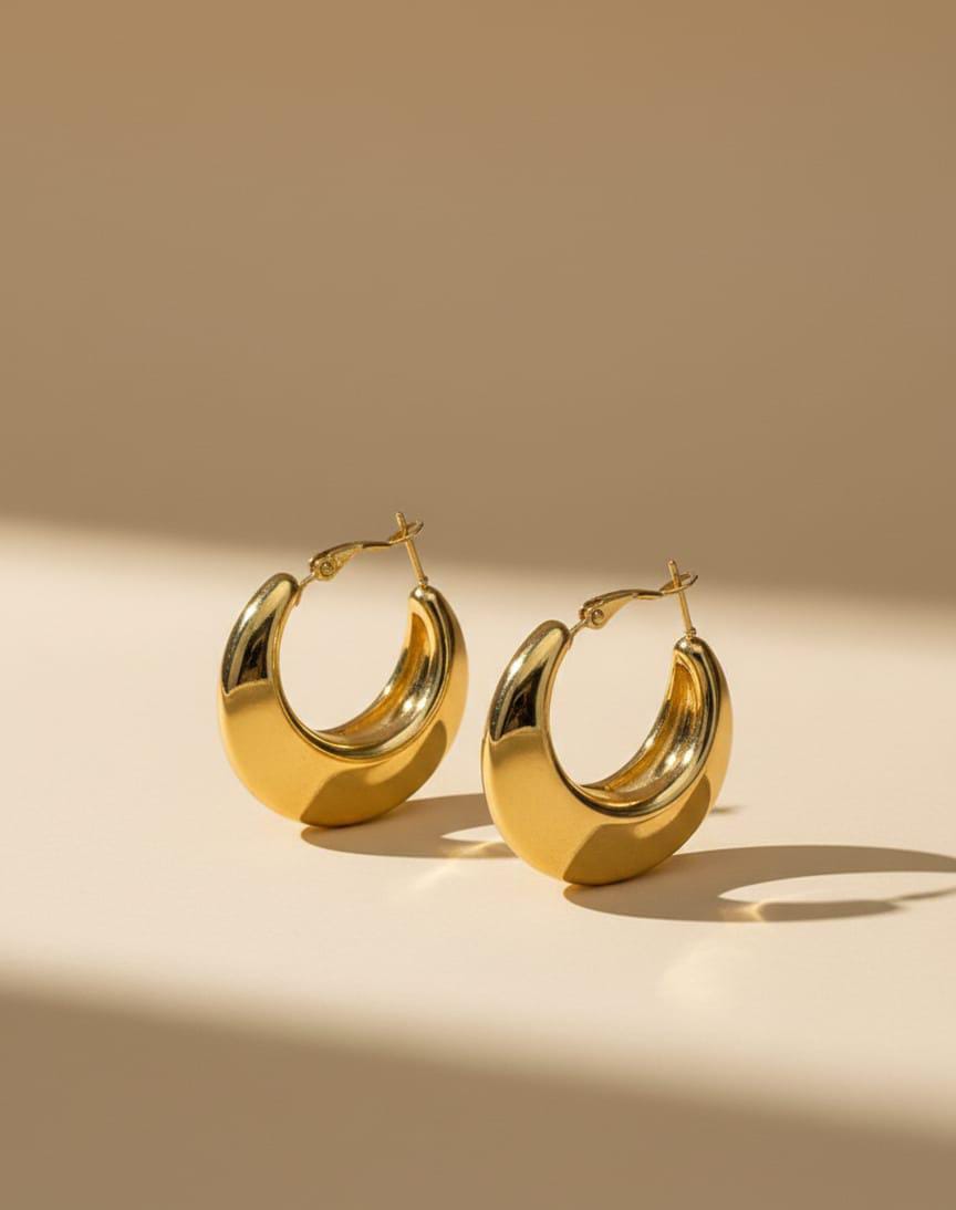 Golden Glow Crescent Hoops