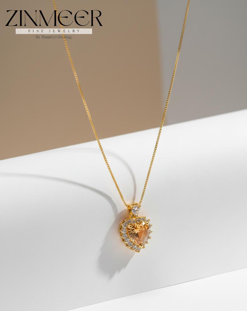 Eternal Halo Heart Pendant Necklace - Available in Obsidian Black & Sunset Amber