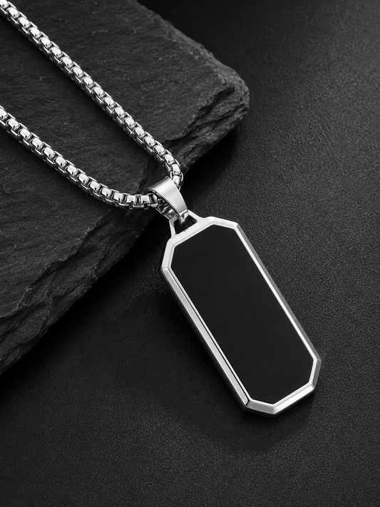 Obsidian Edge Pendant Necklace – Stainless Steel
