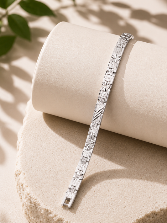 Midnight Silver Stainless Steel Bracelet