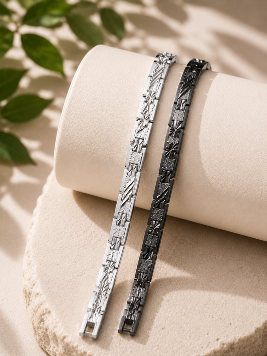Midnight Duo Bracelet Combo ( Silver + Black )