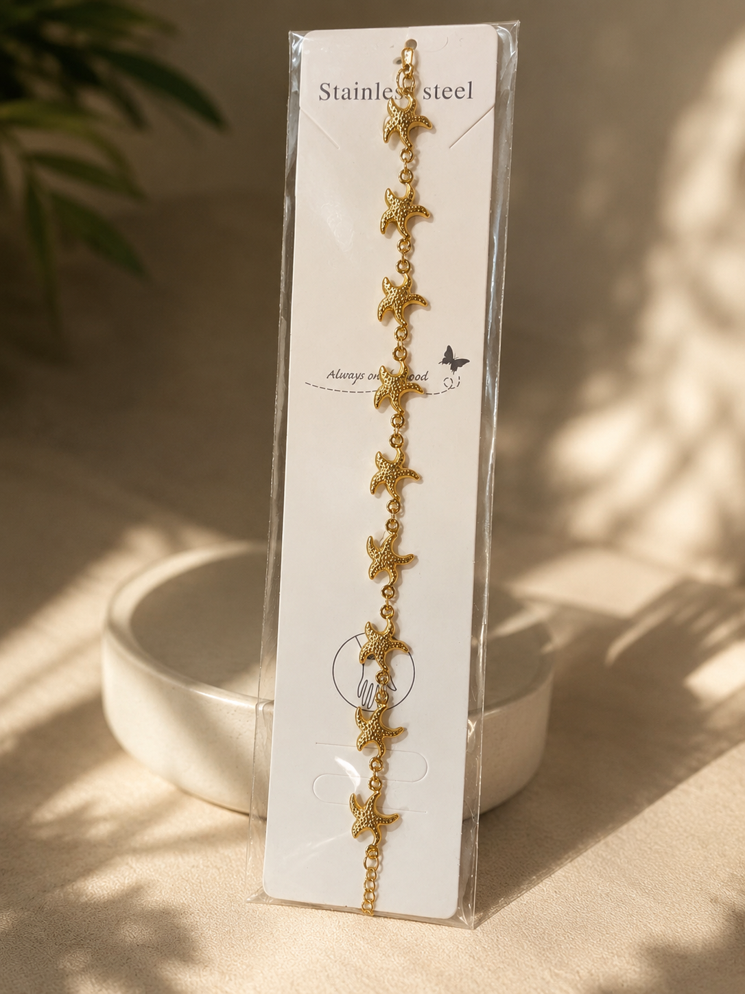 The Pacific Starfish Link Bracelet – Anti-Tarnish Gold Stainless Steel Chain Bracelet