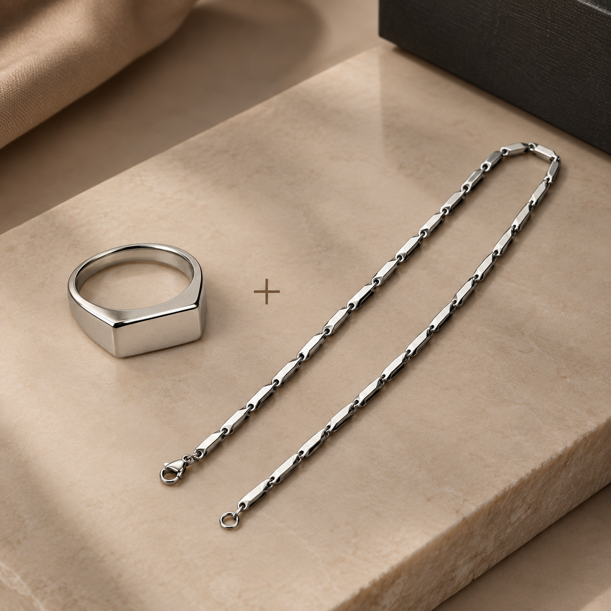 Prism Link Chain & Signet Ring Combo