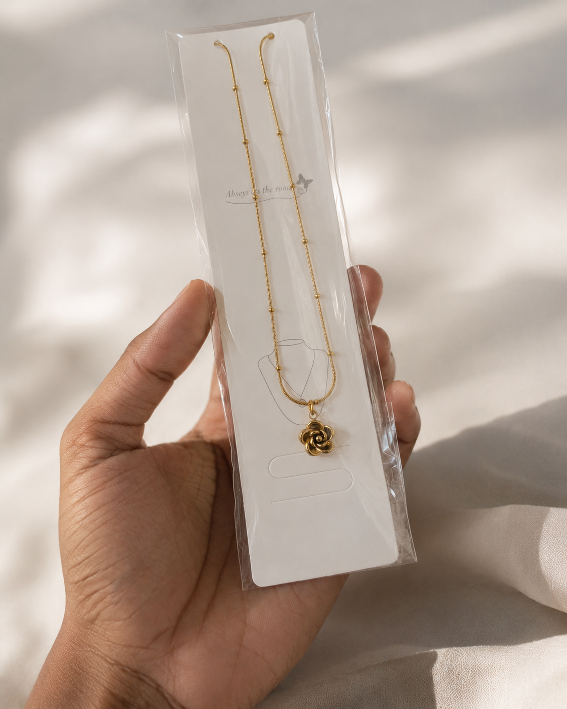 The Eternal Bloom Pendant – Gold Tone Rose Stainless Steel Floral Necklace