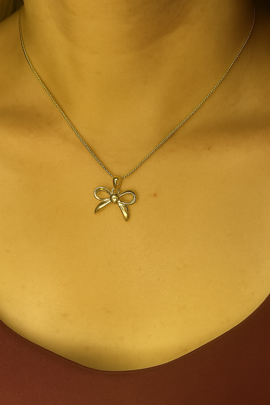Golden Grace Bow Pendant Necklace