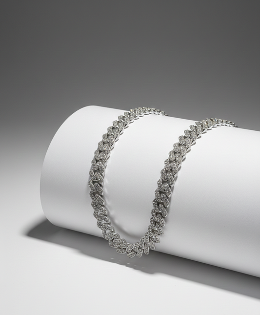 Diamond-Simulated Stainless Steel Curb Chain