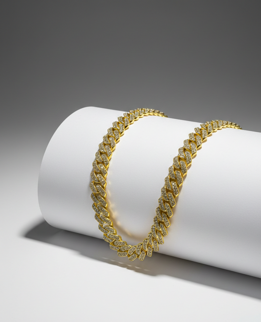 Golden Diamond-Simulated Stainless Steel Curb Chain