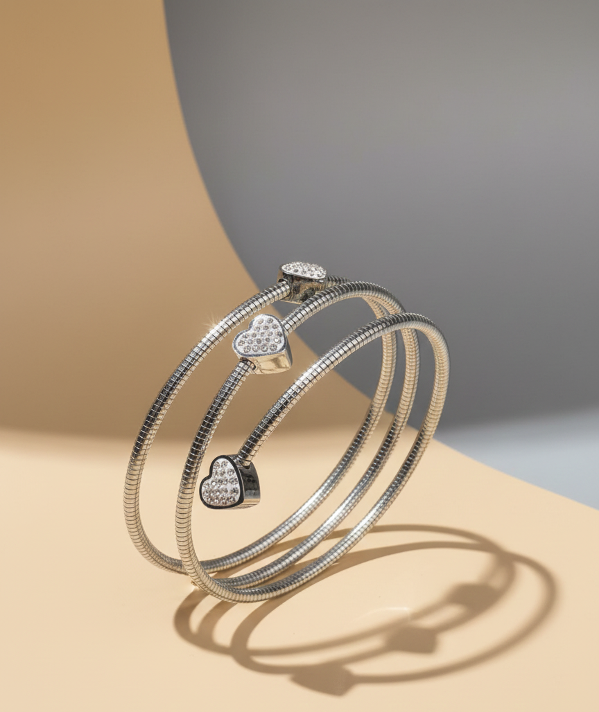 Zinmeer Crystal Heart Flex Bracelet