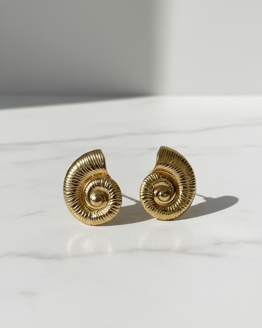 Zinmeer Golden Spiral Luxe Stud Earrings