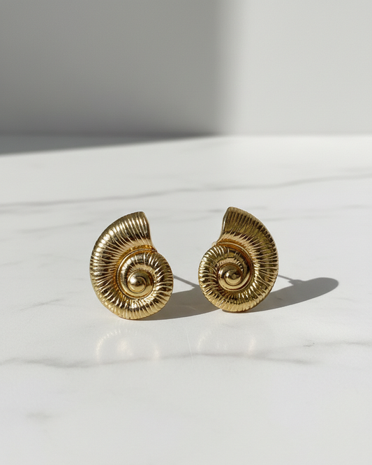 Zinmeer Golden Spiral Luxe Stud Earrings