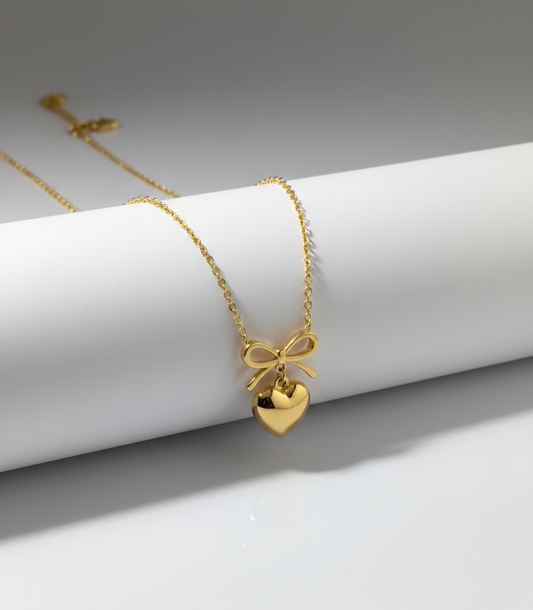 Everlasting Love Heart & Bow Necklace