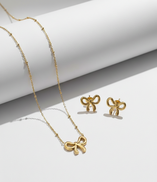 Zinmeer Signature Coquette Bow Set in Gold-Finish
