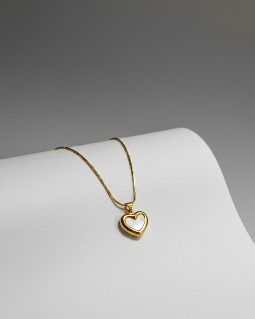 The "Selene" Mother of Pearl Inlay Heart Necklace