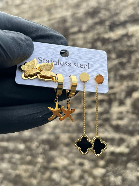 Golden Charm Earring Set