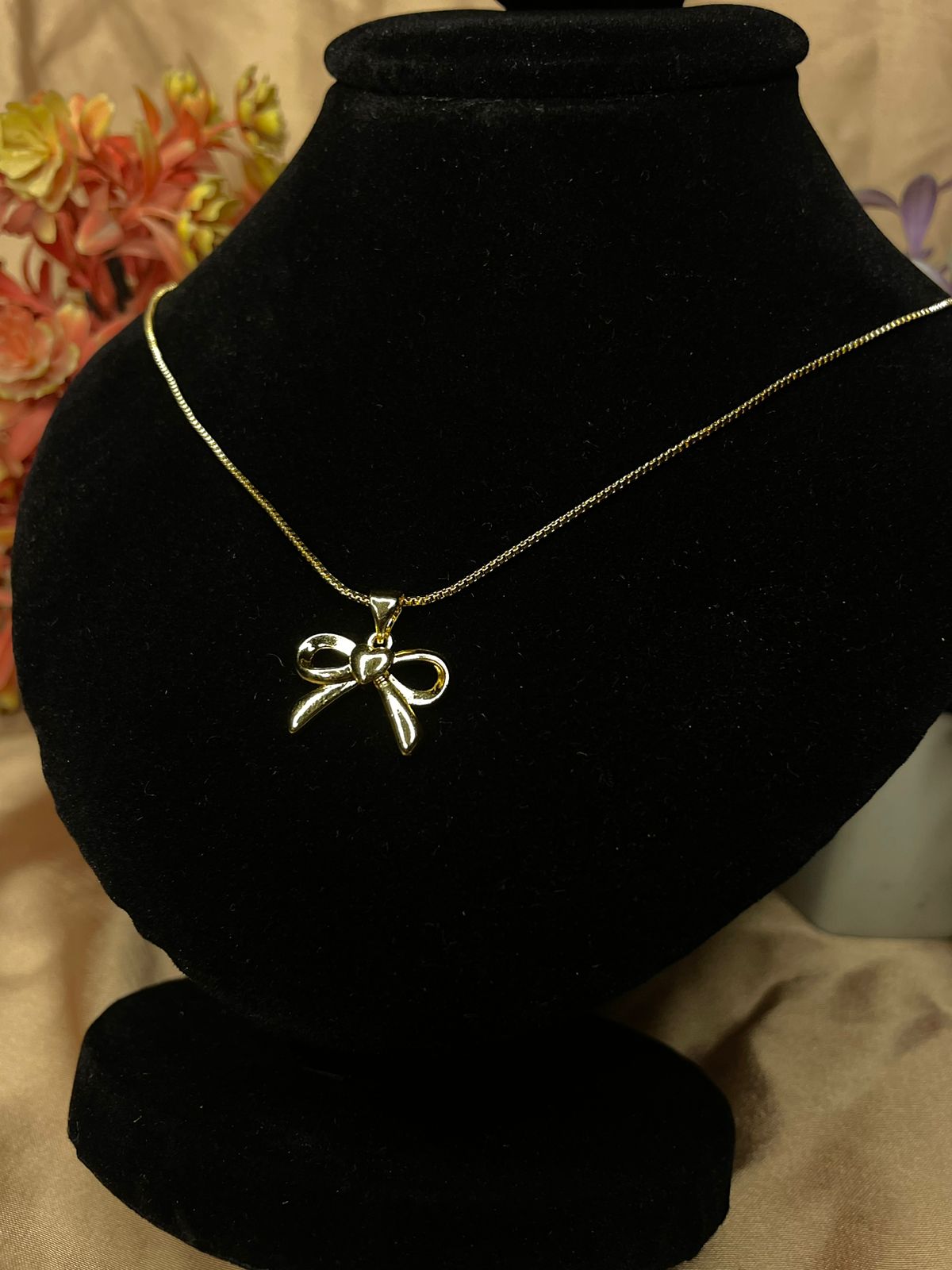 Golden Grace Bow Pendant Necklace