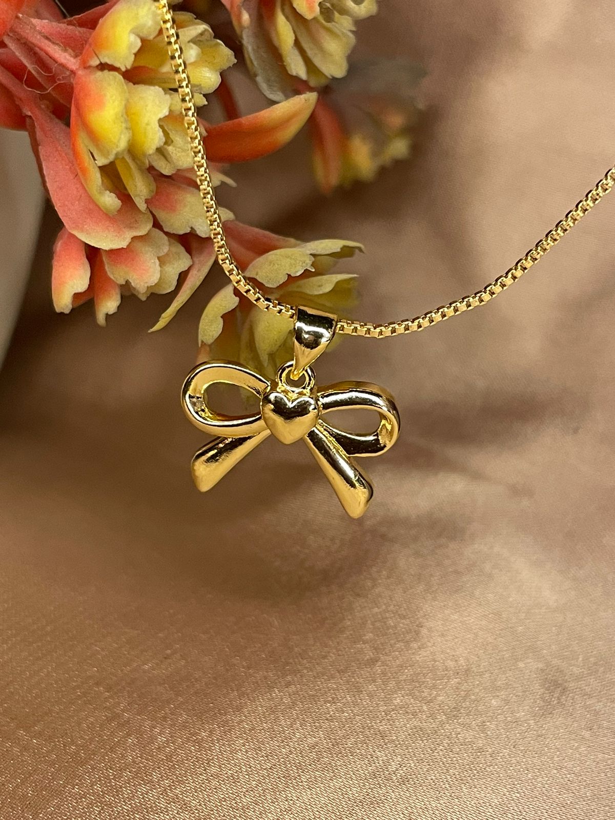 Golden Grace Bow Pendant Necklace