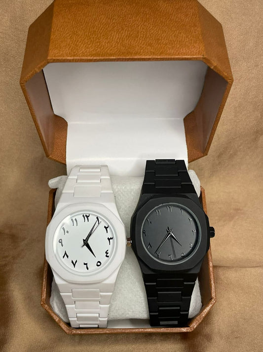 Aura Watch Combo – Dual Arabic Numeral Edition (Black & White)