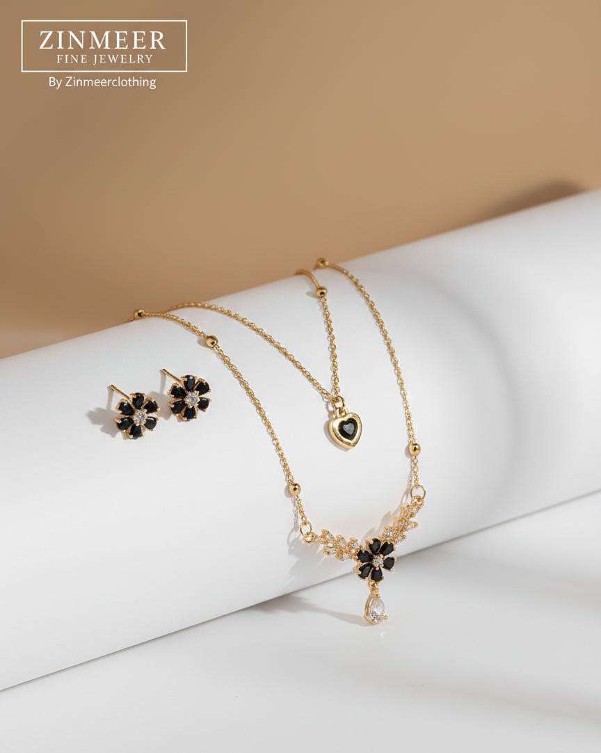 Black Blossom Jewelry Set