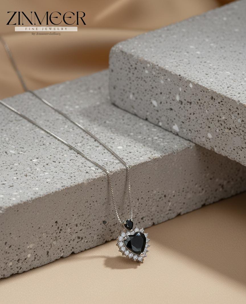 Eternal Halo Heart Pendant Necklace - Available in Obsidian Black & Sunset Amber