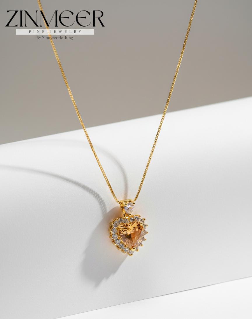 Eternal Halo Heart Pendant Necklace - Available in Obsidian Black & Sunset Amber