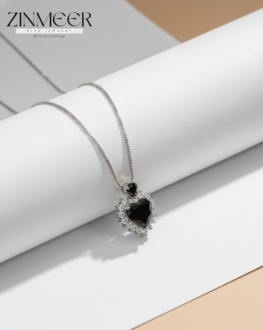 Eternal Halo Heart Pendant Necklace - Available in Obsidian Black & Sunset Amber