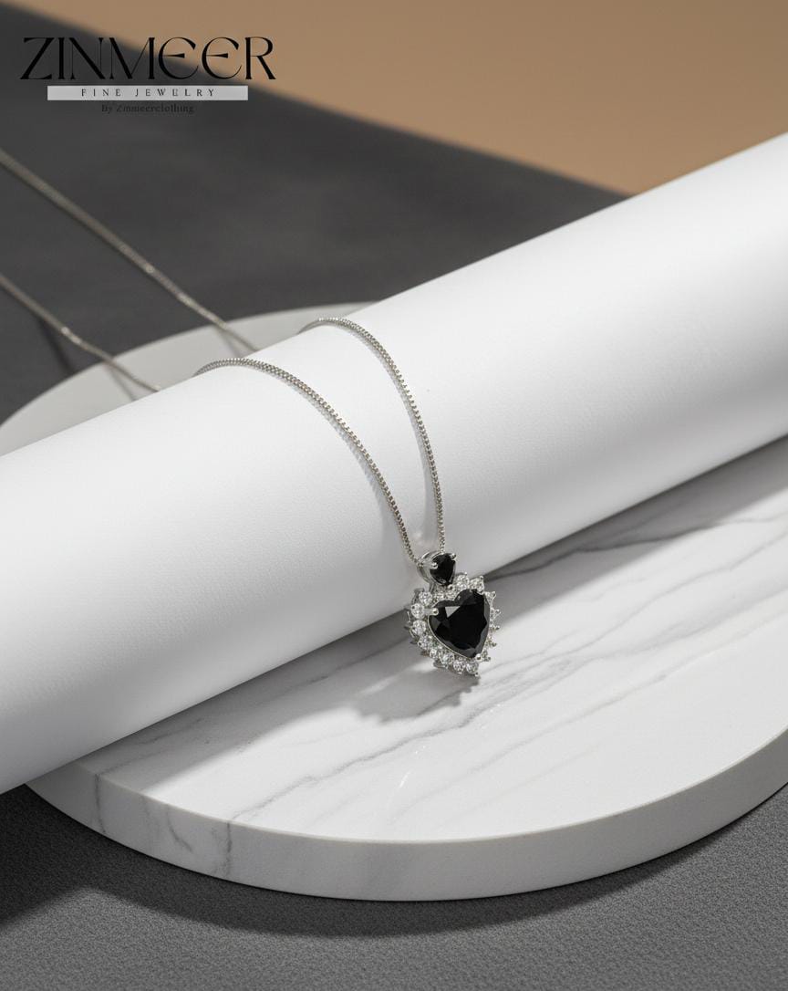 Eternal Halo Heart Pendant Necklace - Available in Obsidian Black & Sunset Amber