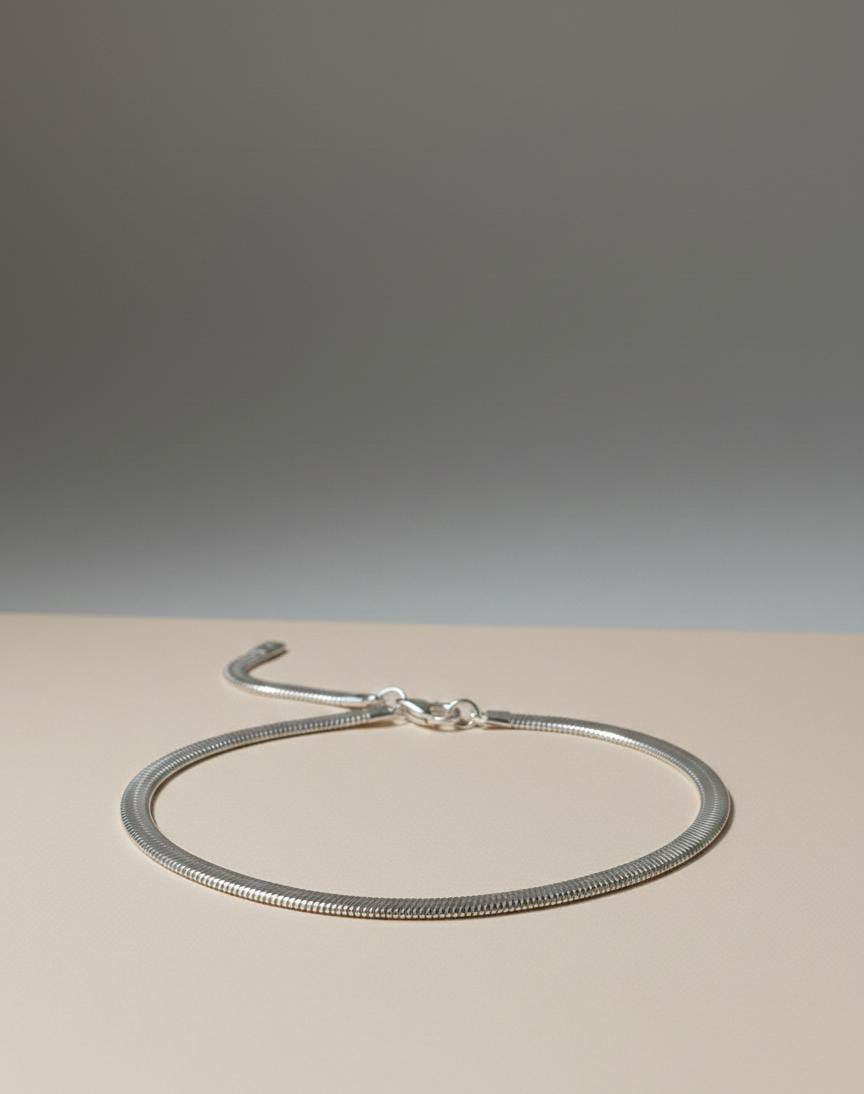 Liquid Silver Herringbone Choker