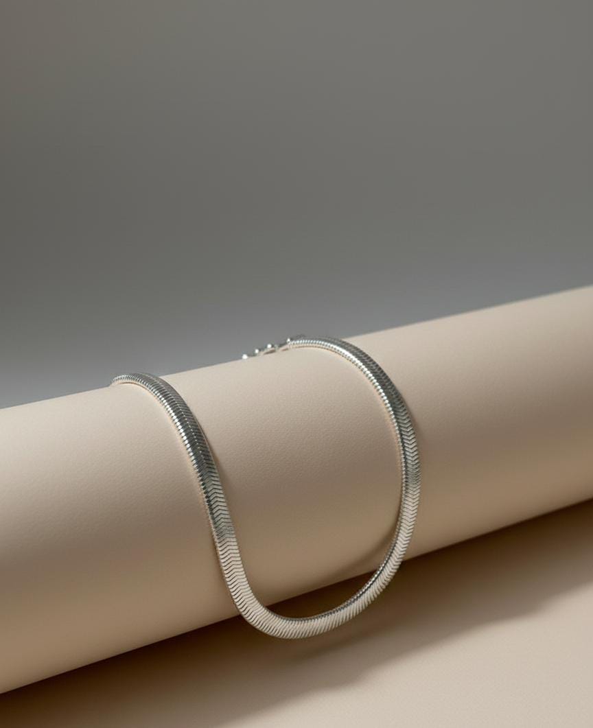 Liquid Silver Herringbone Choker