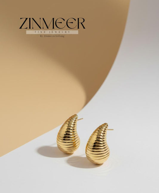 Golden Ripple Drop Earrings