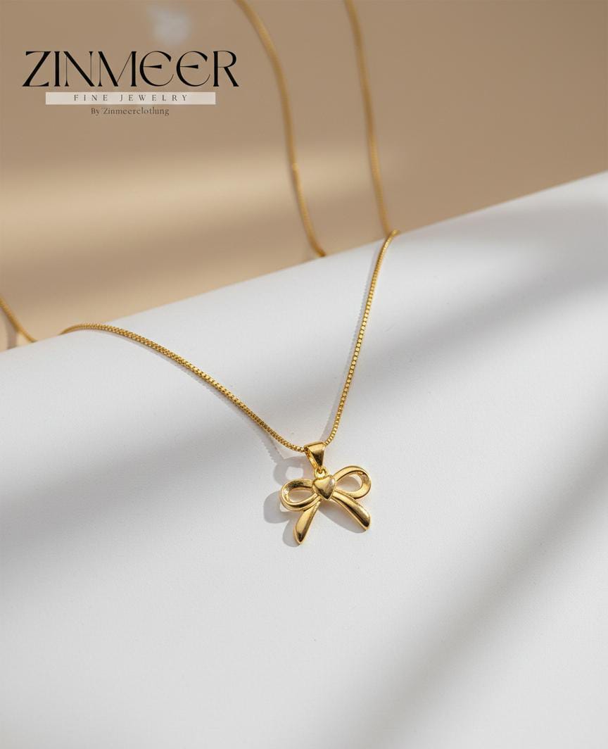 Golden Grace Bow Pendant Necklace